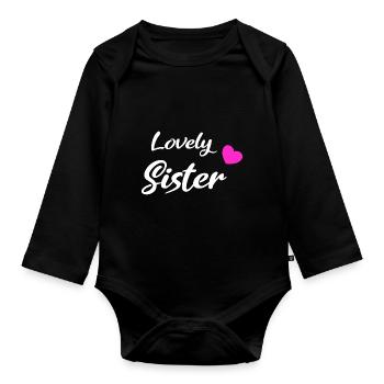 Lovely Sister White - Baby Bio-Langarm-Body - Schwarz - Vorne