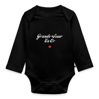 grande-sœur en or - Body Bébé bio manches longues - noir - Devant