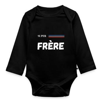 super frère - t-shirt assorti - Body Bébé bio manches longues - noir - Devant