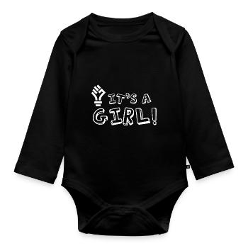 Pregnancy Baby shower Babyshower Boy Girl - Organic Longsleeve Baby Bodysuit - black - Front