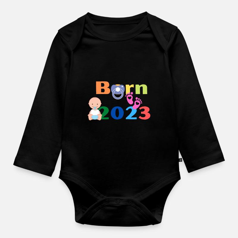 Born 2023 - Baby Bio-Langarm-Body - Schwarz