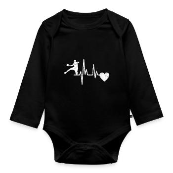 Handballspieler Handballfan Handball Handballteam - Baby Bio-Langarm-Body - Schwarz - Vorne