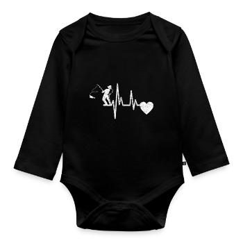 Fishing Fishing Fishing Fishing Fishing Hook - Organic Longsleeve Baby Bodysuit - black - Front