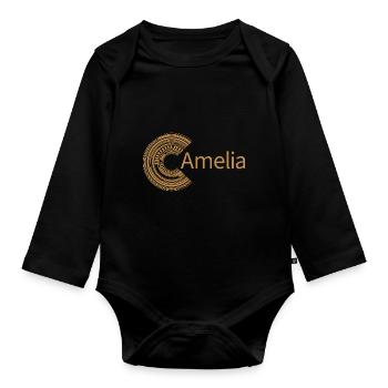 Für Amelia - Baby Bio-Langarm-Body - Schwarz - Vorne