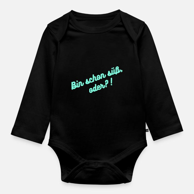 Bin schon süß oder - Baby Bio-Langarm-Body - Schwarz