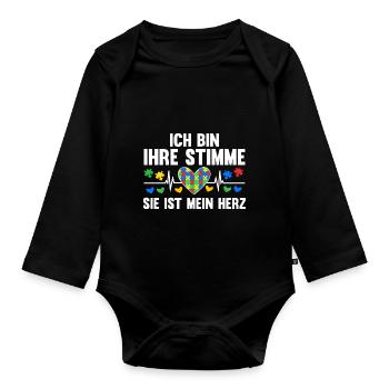 Autismus Autist Autisten - Baby Bio-Langarm-Body - Schwarz - Vorne