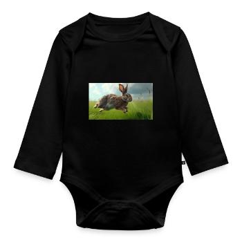 Jumping Rabbit - Baby Bio-Langarm-Body - Schwarz - Vorne