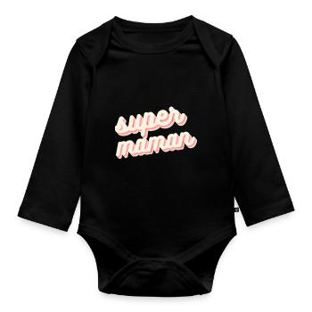super maman - Body Bébé bio manches longues - noir - Devant