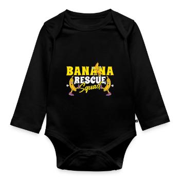 Banana Fruit Lover Banana - Organic Longsleeve Baby Bodysuit - black - Front