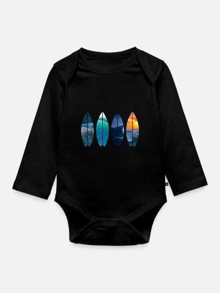 Surfer Geschenk Vintage - Baby Bio-Langarm-Body - Schwarz