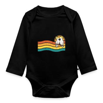 Cockatoo couple in Australia - retro style - Organic Longsleeve Baby Bodysuit - black - Front