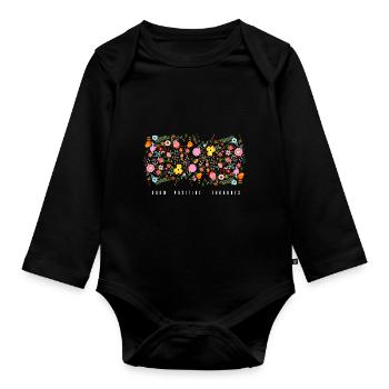 Grow positive thoughts - Organic Longsleeve Baby Bodysuit - black - Front