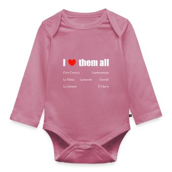 Je les aime tous - Îles Canaries - Body Bébé bio manches longues - mauve - Devant