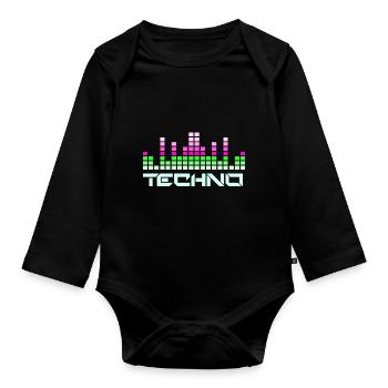 Musique techno - Body Bébé bio manches longues - noir - Devant