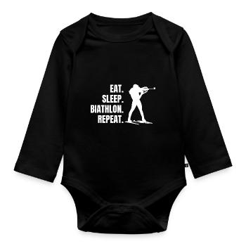 Biathlon Winter Sports Gift Skier Biathlete - Organic Longsleeve Baby Bodysuit - black - Front