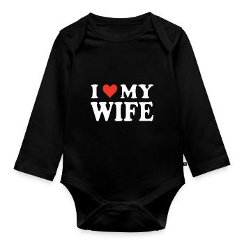 I love my Wife - Ehefrau Design - Baby Bio-Langarm-Body - Schwarz - Vorne