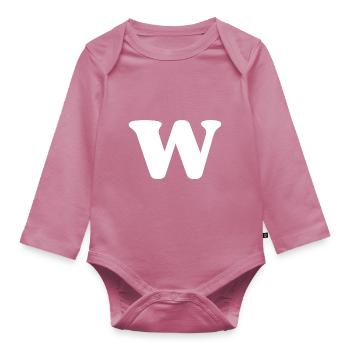 Letter w - Organic Longsleeve Baby Bodysuit - mauve - Front