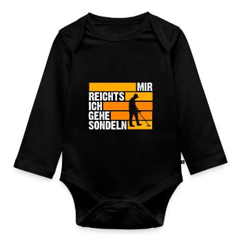 Sondler Sondeln Sondel Sondengänger - Baby Bio-Langarm-Body - Schwarz - Vorne