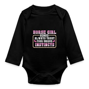 Horse Girl Sense Always Trust Your Unique Instinct - Organic Longsleeve Baby Bodysuit - black - Front