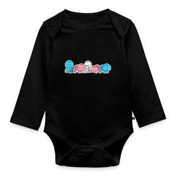 Transflagge Schildkröten-Design für Trans-Menschen - Baby Bio-Langarm-Body - Schwarz - Vorne