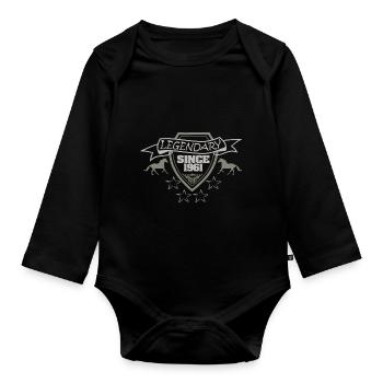 Horse 1961 - Organic Longsleeve Baby Bodysuit - black - Front
