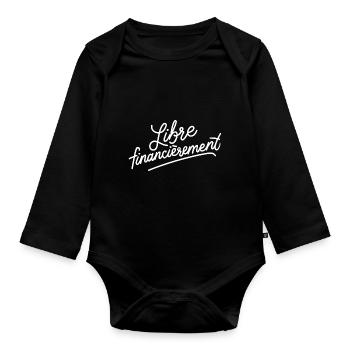Libre financièrement - Body Bébé bio manches longues - noir - Devant