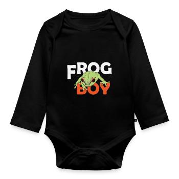 Red-eyed Coqui Frog Eleutherodactylus antillensis - Baby Bio-Langarm-Body - Schwarz - Vorne