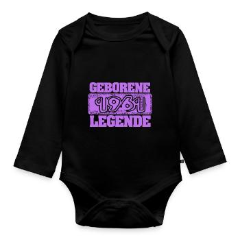 Geburtsjahr 1961 - Baby Bio-Langarm-Body - Schwarz - Vorne