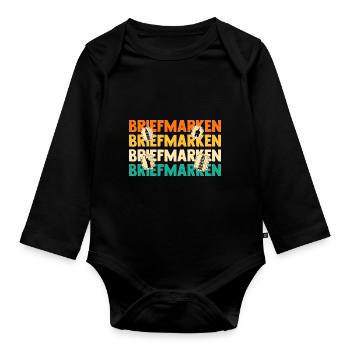 Philatelie Briefmarkensammlung Briefmarkensammler - Baby Bio-Langarm-Body - Schwarz - Vorne