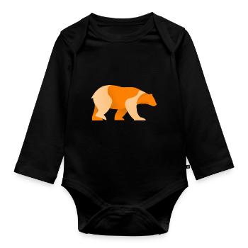Bär Logo - Baby Bio-Langarm-Body - Schwarz - Vorne