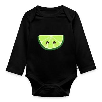 kawaii lime - Organic Longsleeve Baby Bodysuit - black - Front