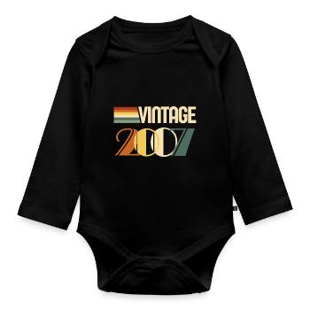 Jahrgang 2007 - 2007 Jubiläumsgeschenk - Baby Bio-Langarm-Body - Schwarz - Vorne