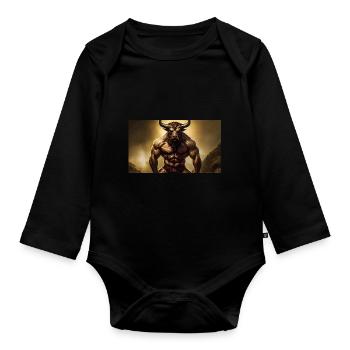 böser Minotaurus Monster dunkler Horror gruselig Halloween - Baby Bio-Langarm-Body - Schwarz - Vorne