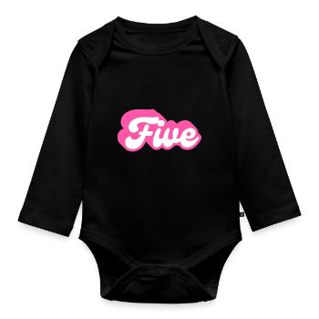 Fünfter Geburtstag - 5. Geburtstag Retro Pink - Baby Bio-Langarm-Body - Schwarz - Vorne