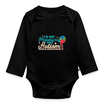 Balloon Autistic Autism thing puzzle piece - Organic Longsleeve Baby Bodysuit - black - Front