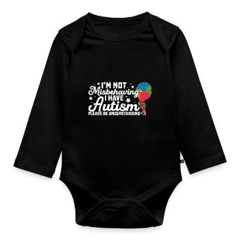 Luftballon Autist Autism thing Puzzleteil - Baby Bio-Langarm-Body - Schwarz - Vorne