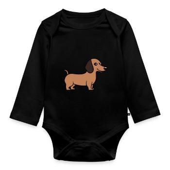 Humour chien teckel - Body Bébé bio manches longues - noir - Devant