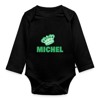 Prénom Michel - Body Bébé bio manches longues - noir - Devant