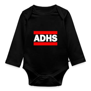 ADHS - Baby Bio-Langarm-Body - Schwarz - Vorne