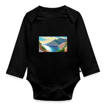 Amalfi Coast, Italy - Pixel Art - Organic Longsleeve Baby Bodysuit - black - Front