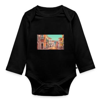 Lisbon, Portugal - Pixel Art - Organic Longsleeve Baby Bodysuit - black - Front