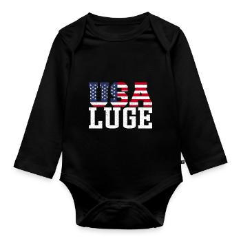 USA Luge - Organic Longsleeve Baby Bodysuit - black - Front