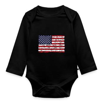 DRAPEAU DE L’AMÉRIQUE rétro - Body Bébé bio manches longues - noir - Devant