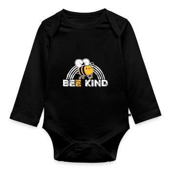 Be Kind Cute Honey Kindness Bee Love Inspirational - Organic Longsleeve Baby Bodysuit - black - Front