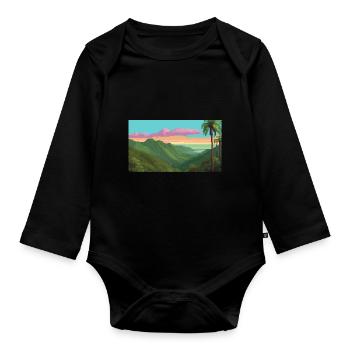 El Yunque National Forest, Puerto Rico, Pixelart - Organic Longsleeve Baby Bodysuit - black - Front