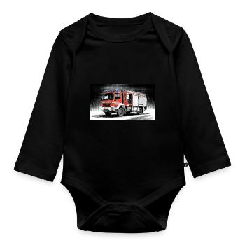 Camion de pompiers - Body Bébé bio manches longues - noir - Devant