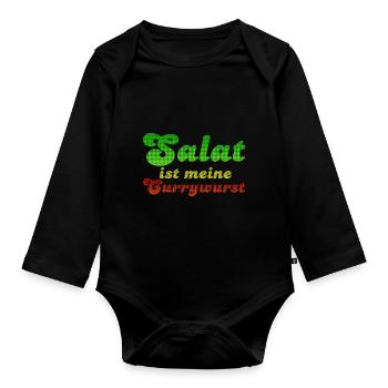 Salat ist meine Currywurst - Organic Longsleeve Baby Bodysuit - black - Front