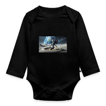extraterrestre gris à la surface de la lune – méditer - Body Bébé bio manches longues - noir - Devant