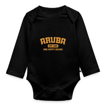 Aruba - Est. 1499 - Dutch Caribbean - Karibik - Organic Longsleeve Baby Bodysuit - black - Front