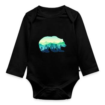 Jäger Bergsteiger Wanderer Bär - Baby Bio-Langarm-Body - Schwarz - Vorne